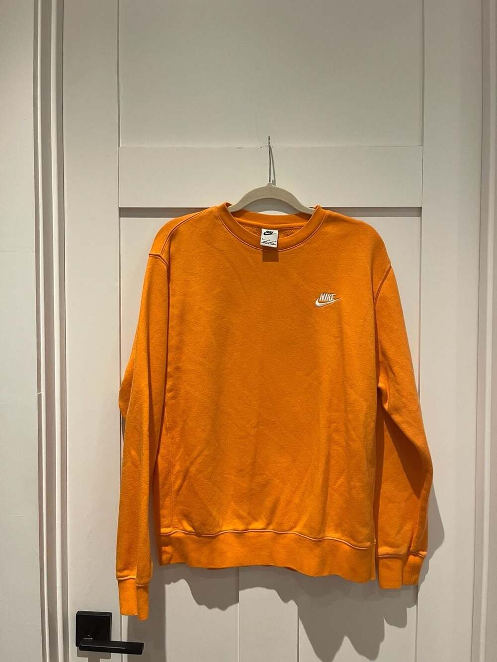 Nike Embroidered Swoosh Crewneck Sweatshirt Orange Size M